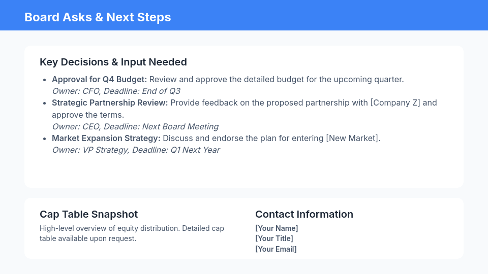 Board Update: Growth & Risk Briefing